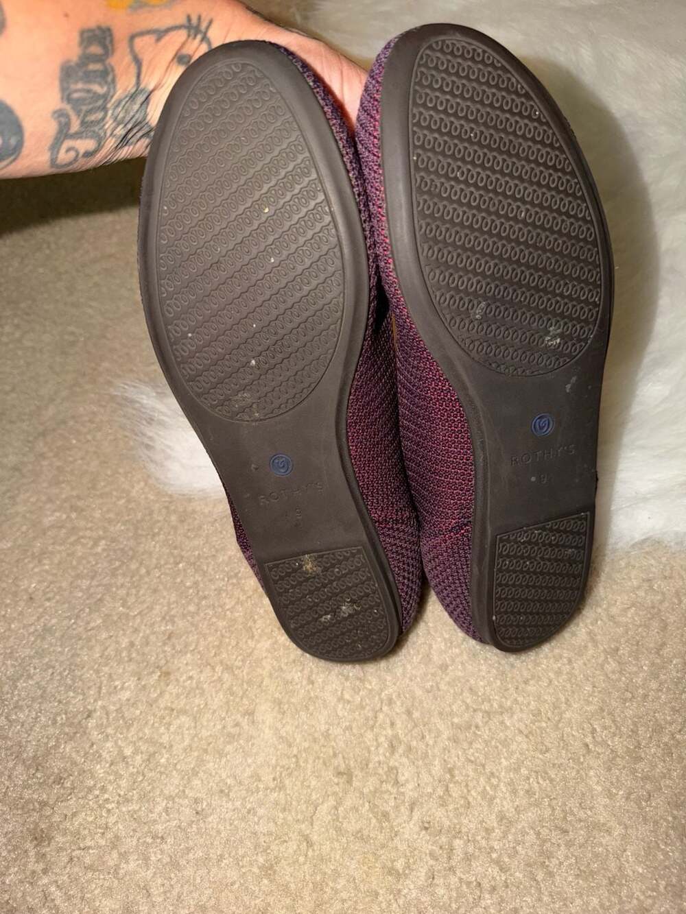 Rothy's The Flat Berry Lattice Stitch Knit Slip On Shoes Womens Size 9 - Picture 3 of 3